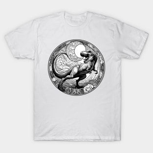 Tyrannosaurus Rex Art Nouveau T-Rex B&W T-Shirt